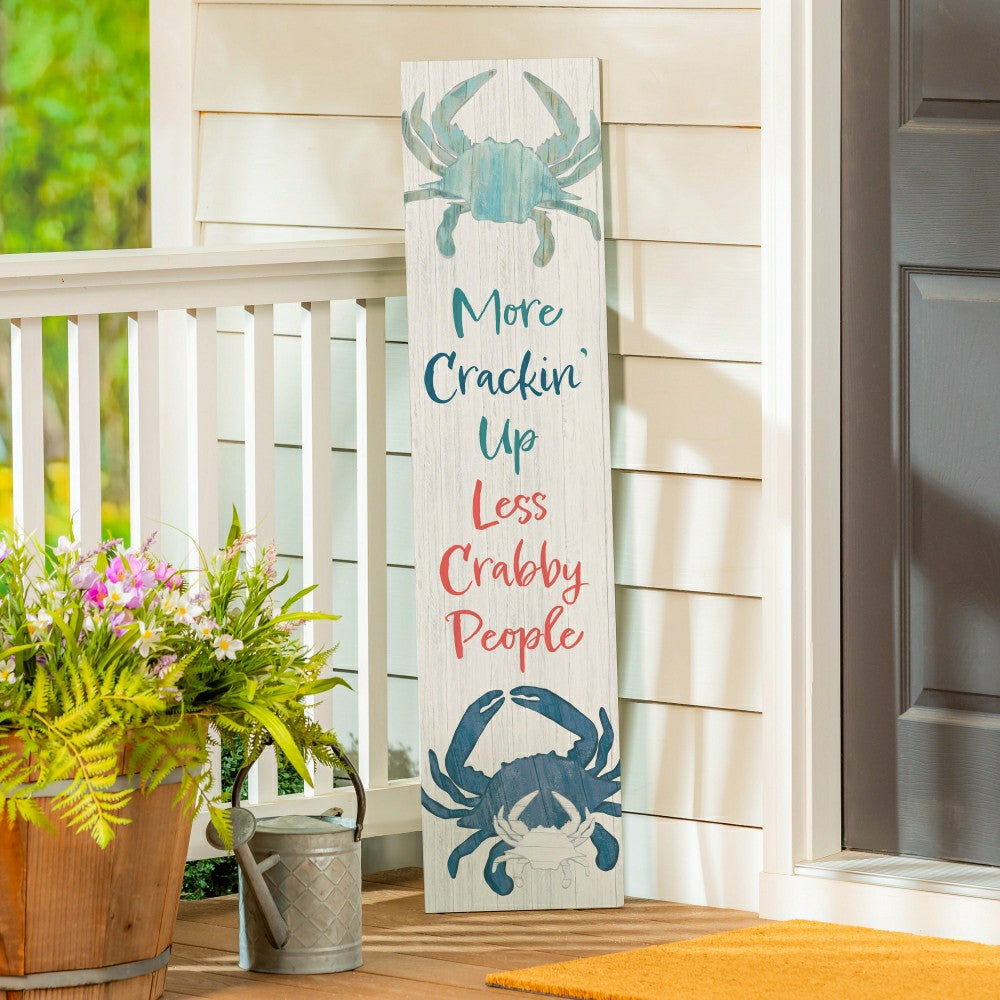Plow & Hearth Coastal Porch Leaner Welcome Crabby 46" H