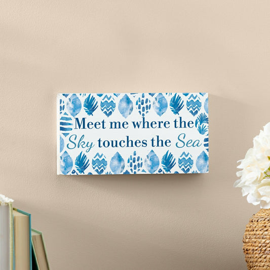 Plow & Hearth Southwest/Texas Blue Coastal Hanging Signs w/rope Landscape (11“x6”)​