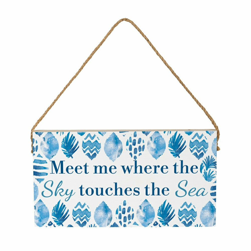 Plow & Hearth Southwest/Texas Blue Coastal Hanging Signs w/rope Landscape (11“x6”)​