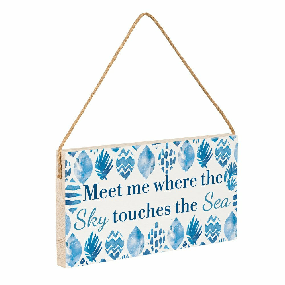 Plow & Hearth Southwest/Texas Blue Coastal Hanging Signs w/rope Landscape (11“x6”)​