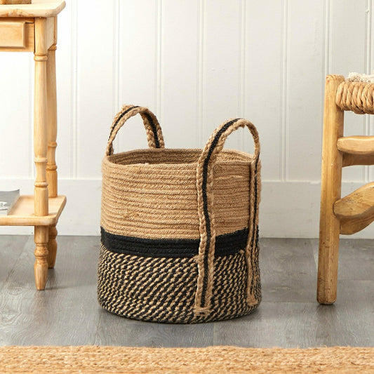 Plow & Hearth 13" Boho Chic Basket Natural Jute Basket Planter