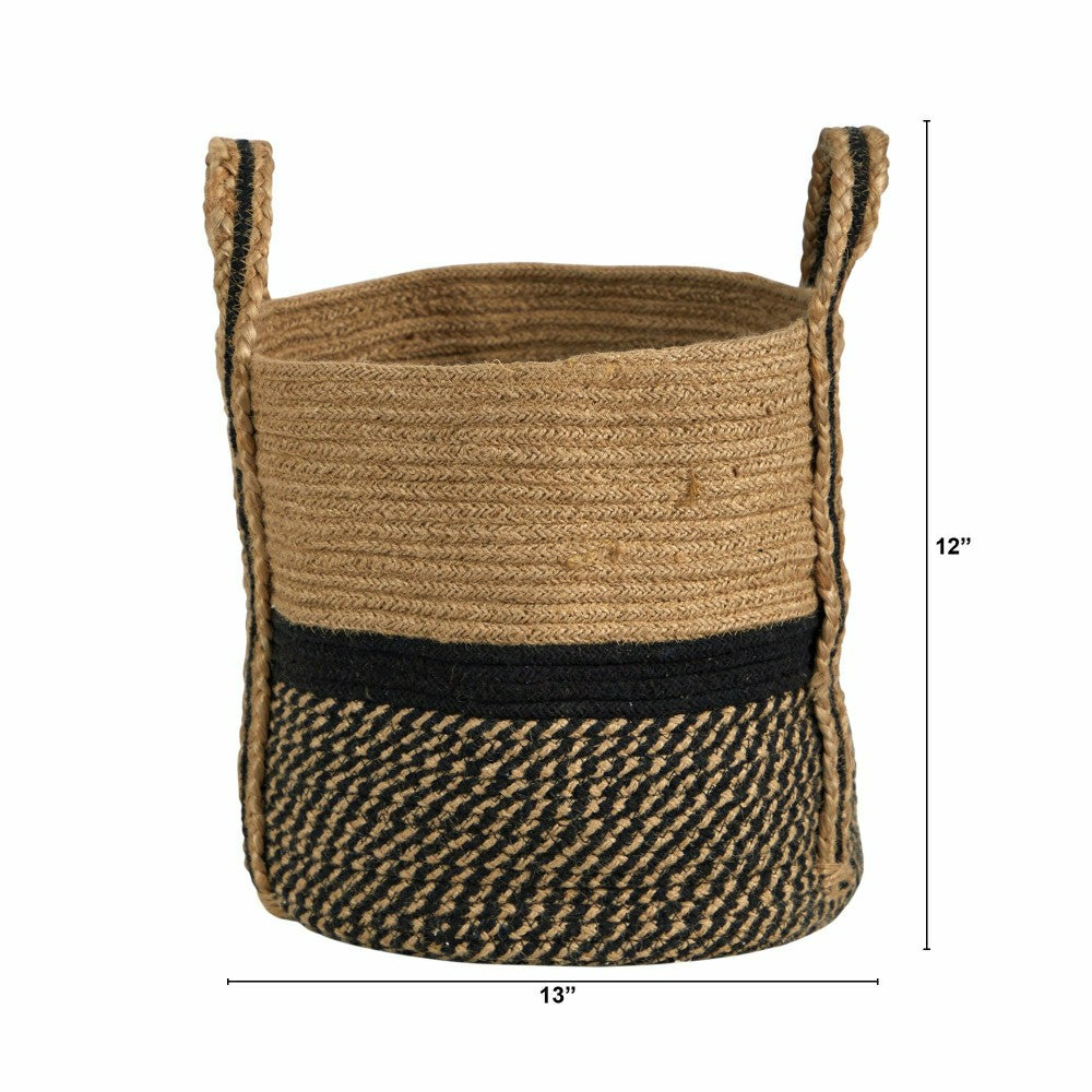 Plow & Hearth 13" Boho Chic Basket Natural Jute Basket Planter