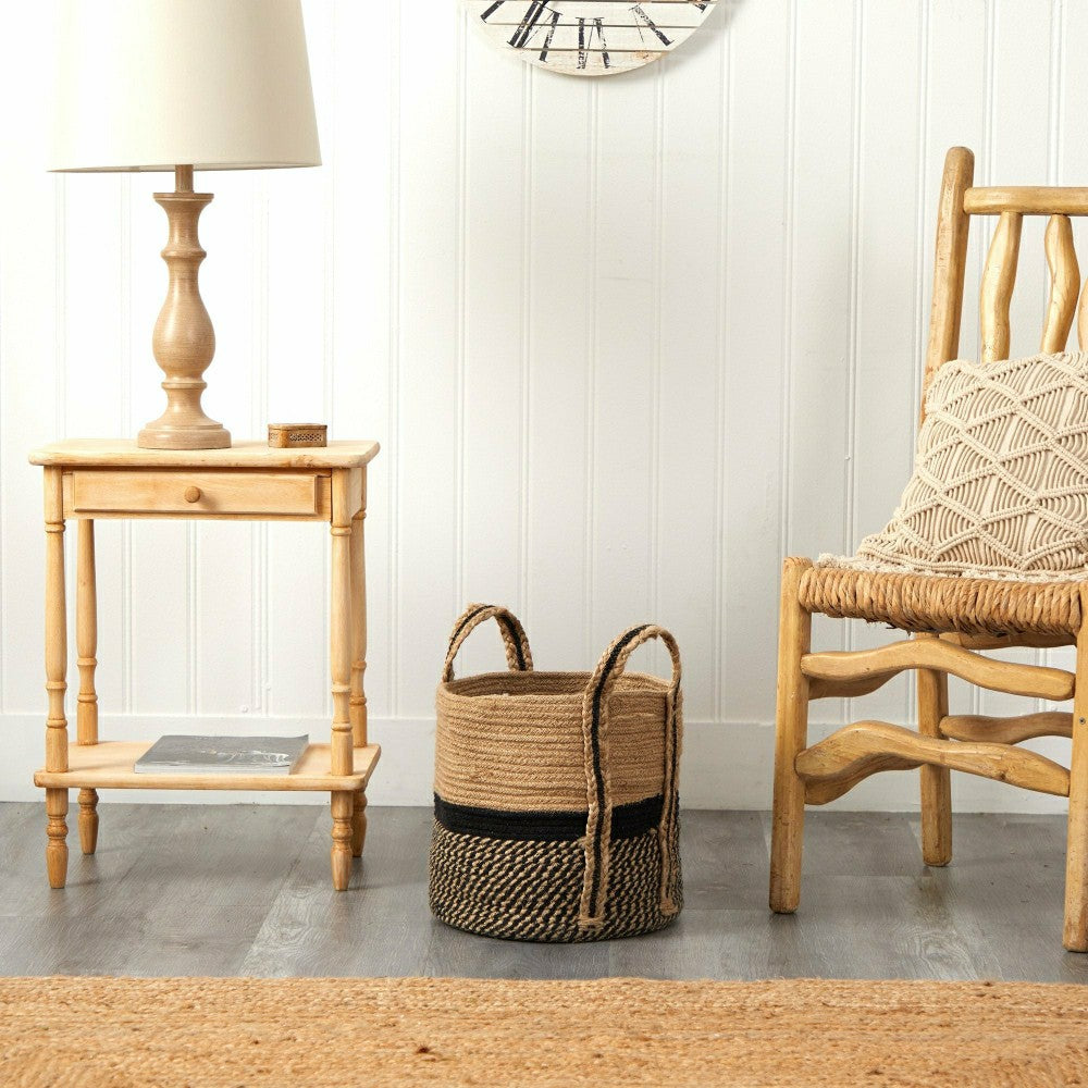 Plow & Hearth 13" Boho Chic Basket Natural Jute Basket Planter