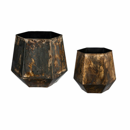 Plow & Hearth Hexagon Metal Planter, Nested Set of 2