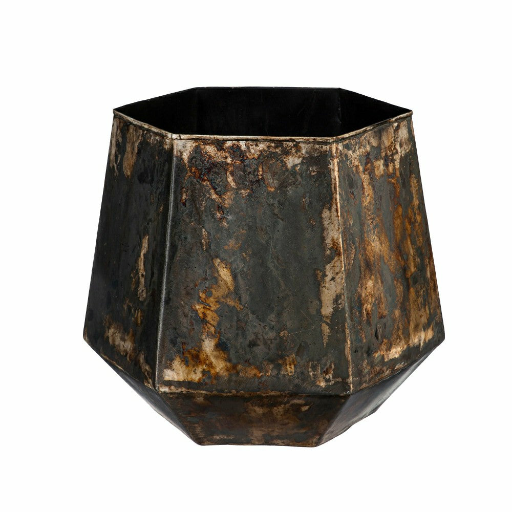 Plow & Hearth Hexagon Metal Planter, Nested Set of 2