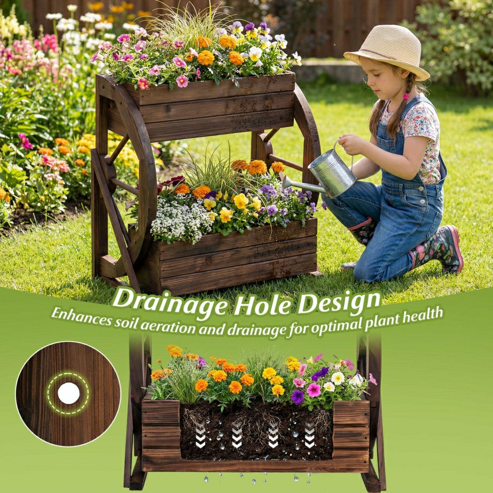 Plow & Hearth Rustic Wood Wagon Planter