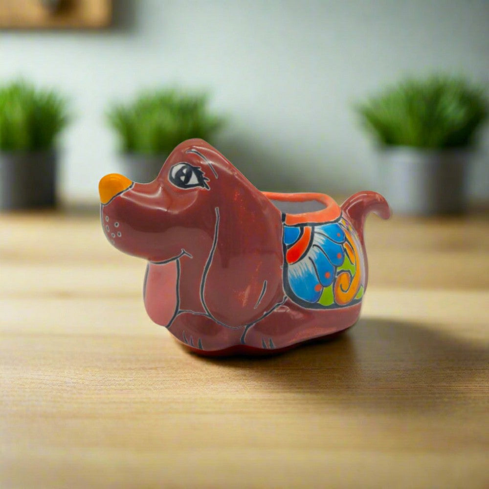 Plow & Hearth Colorful Talavera Dog Planter