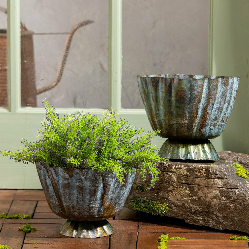 Plow & Hearth What She Shed, Bowl Shaped Planter, Metal, Set of 2