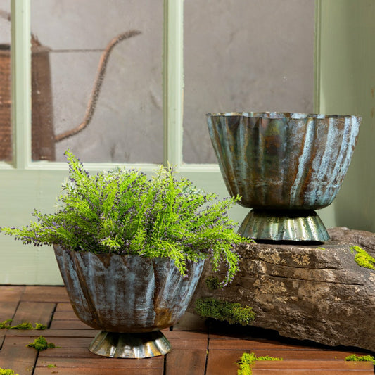 Plow & Hearth What She Shed, Bowl Shaped Planter, Metal, Set of 2