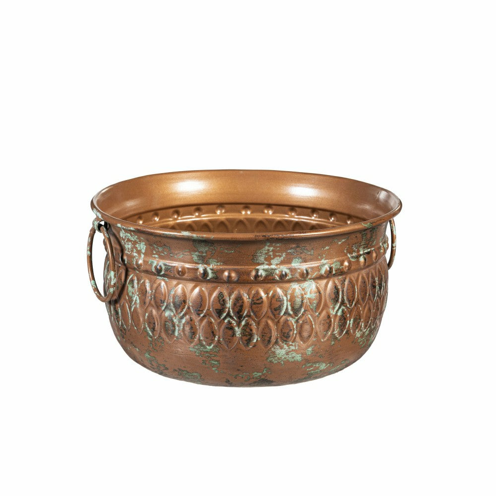 Plow & Hearth What She Shed Embossed Planter with Handles, Metal, Set of 3
