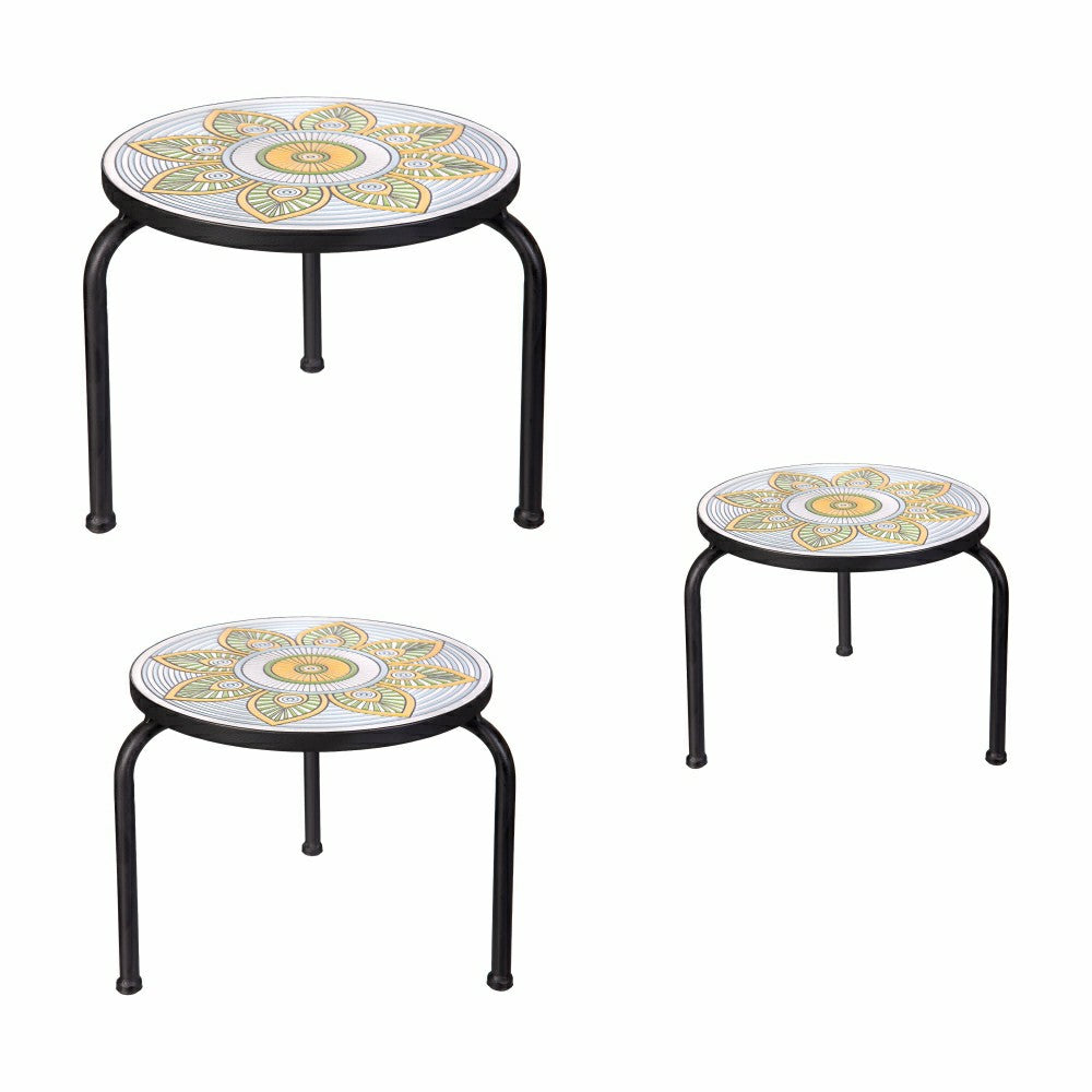 Plow & Hearth Set of 3 Mosaic Plant Stands