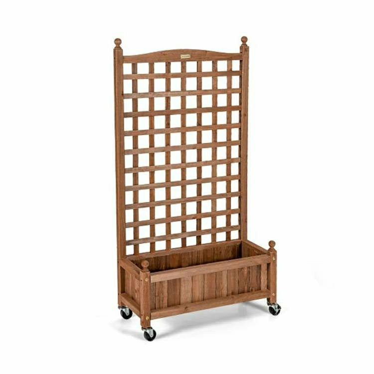 Plow & Hearth Solid Wood Raised Garden Bed with Trellis