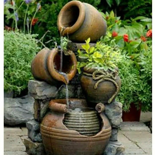 Plow & Hearth 2-in-1 Outdoor Water Fountain Planter