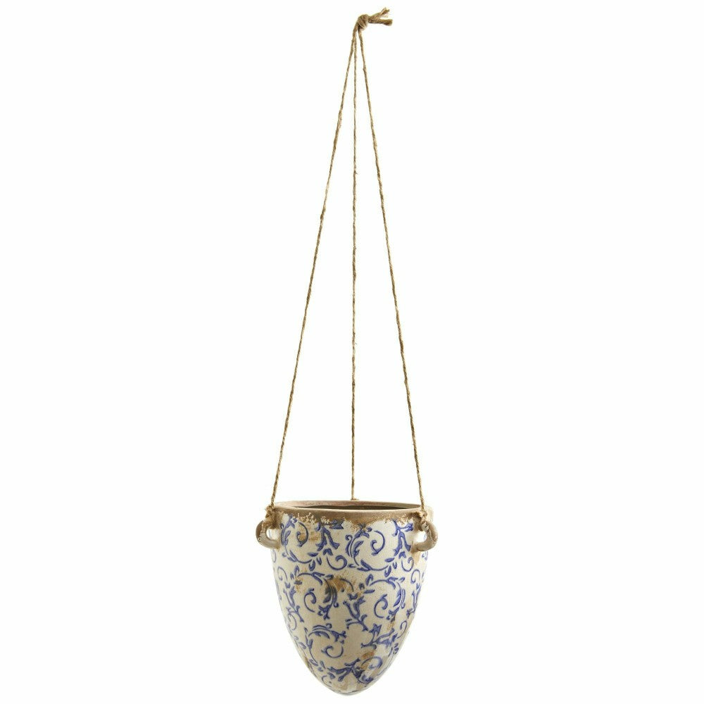 Plow & Hearth 2’ Tuscan Hanging Ceramic Scroll Planter