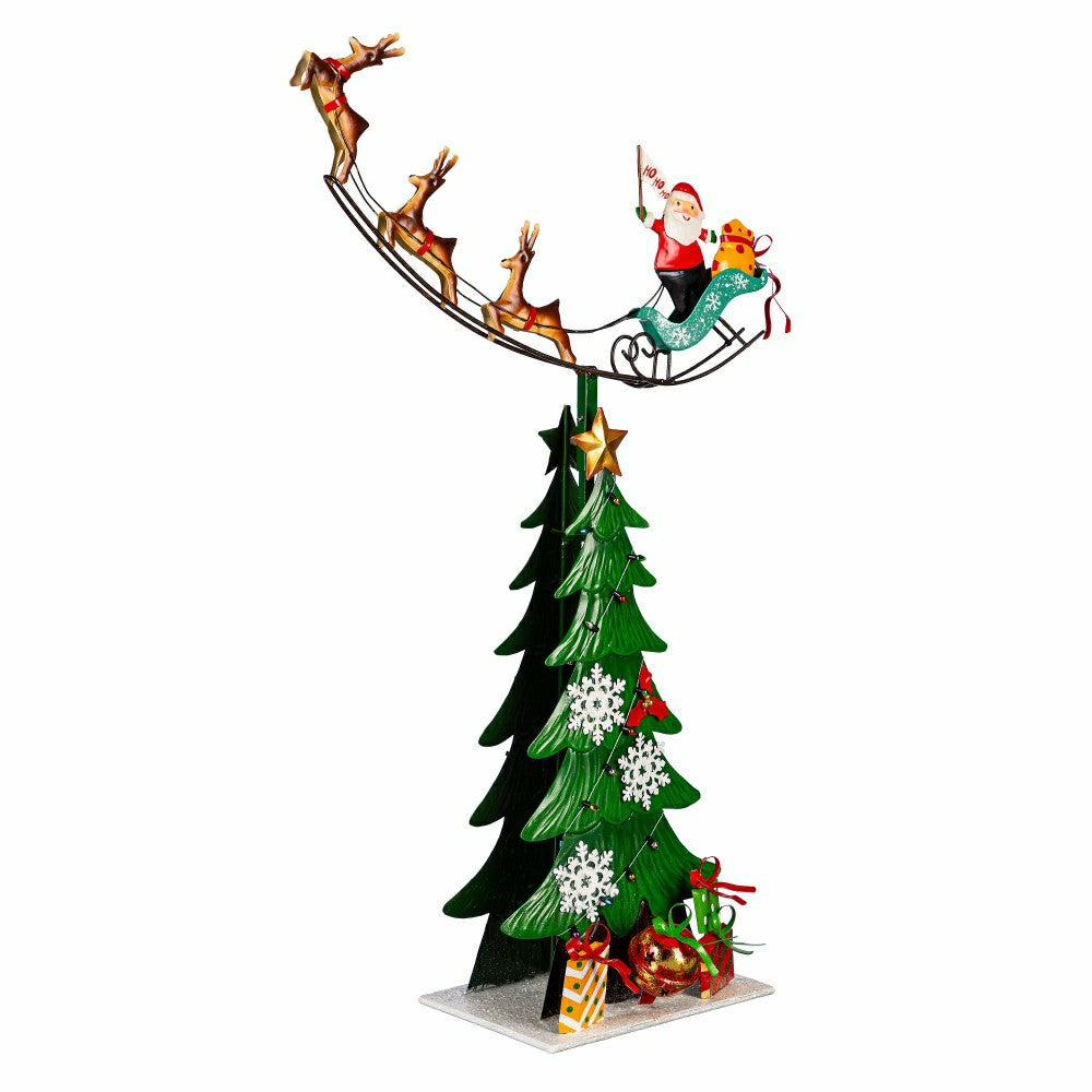 Plow & Hearth Twas the Night Garden Statue, Metal Statue, Santa Delivery, 25.5"H