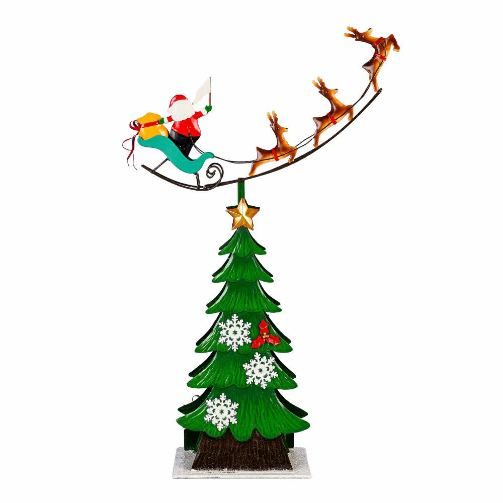 Plow & Hearth Twas the Night Garden Statue, Metal Statue, Santa Delivery, 25.5"H