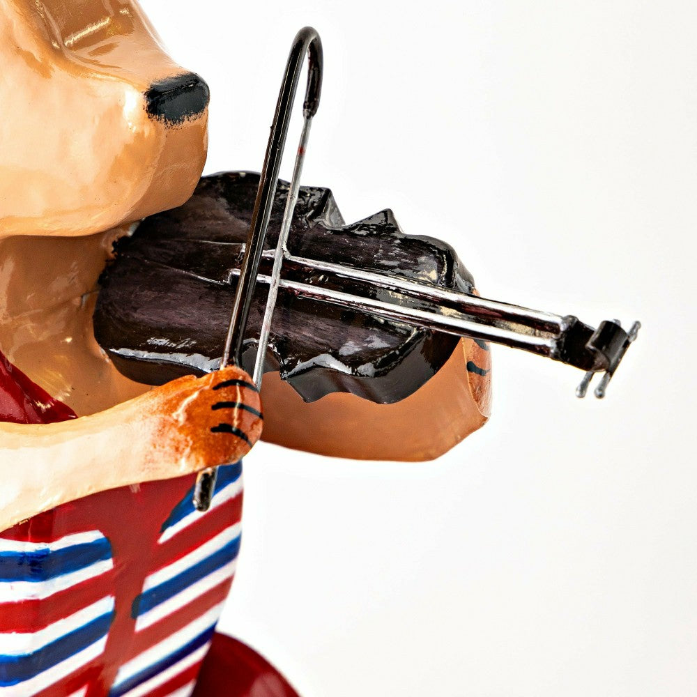 Plow & Hearth Metal Patriotic Dog Statue with Instrument
