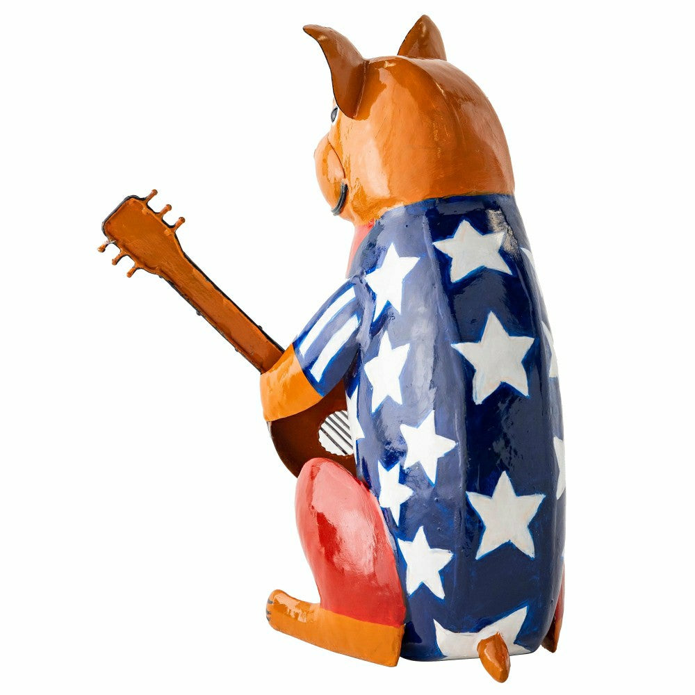Plow & Hearth Metal Patriotic Dog Statue with Instrument