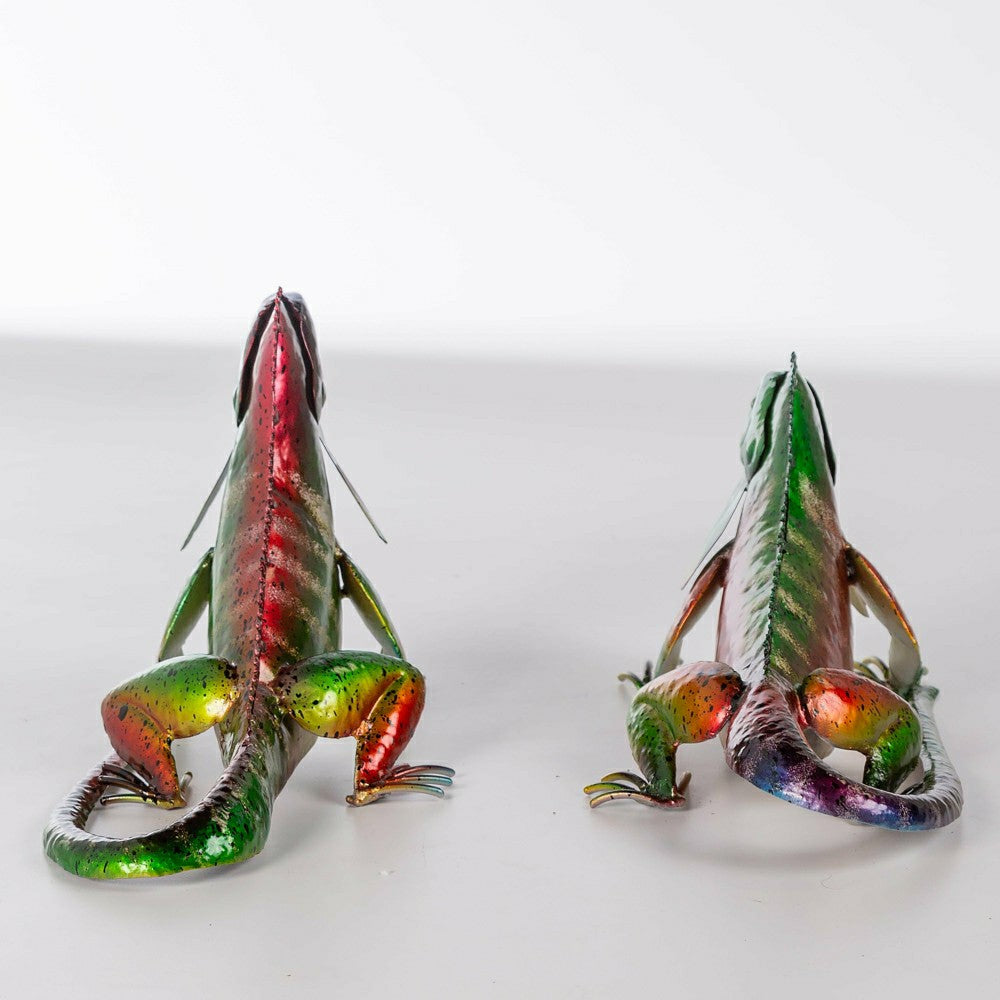 Plow & Hearth Set of 2 Metal Iguana Statues