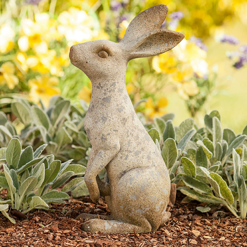 Plow & Hearth Short Sitting Bunny Sculpture