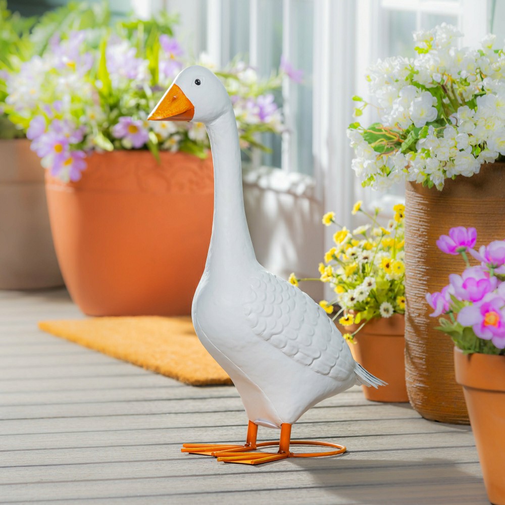 Plow & Hearth Metal Porch Goose Statue, 21"H