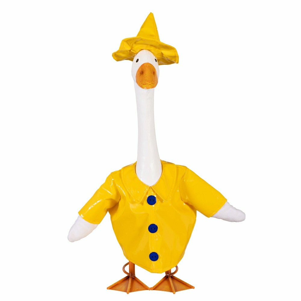 Plow & Hearth Metal Goose Statuary with Rain Coat