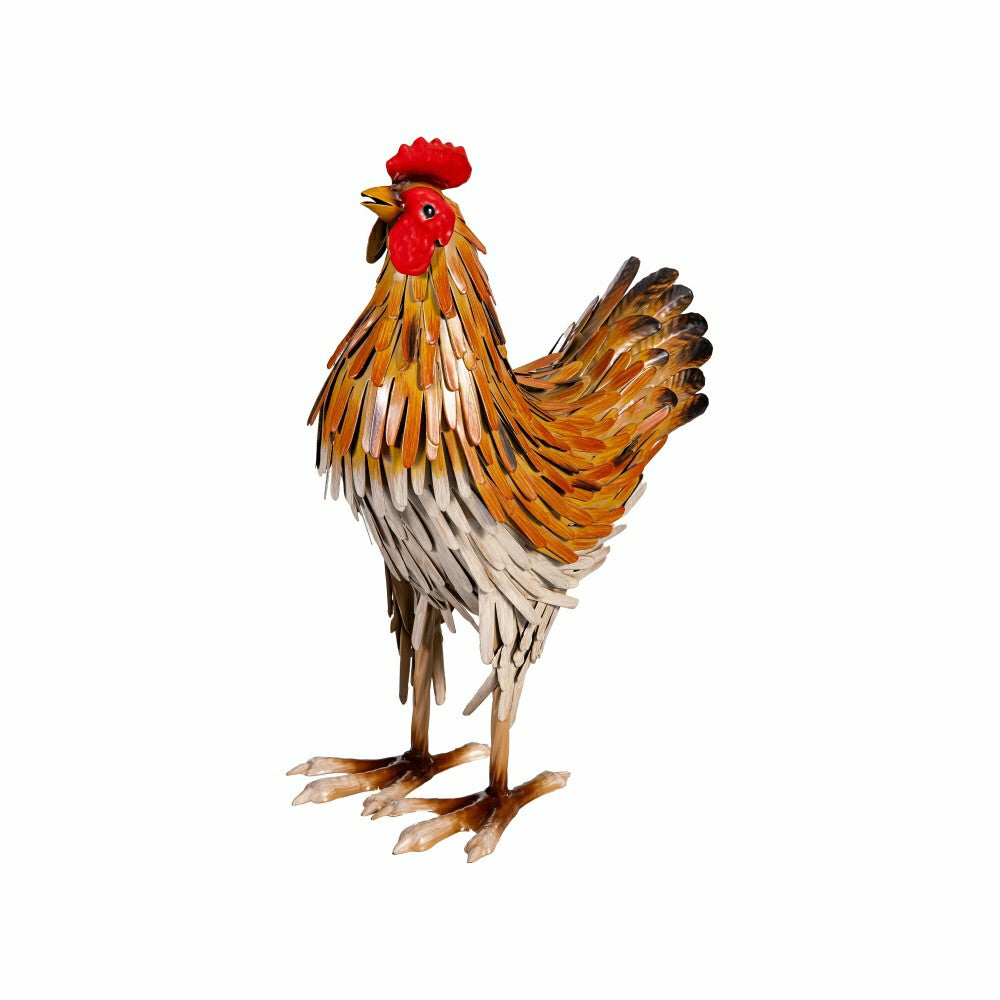 Plow & Hearth 12"H Petal & Plow, Metal Brown Hen Garden Statue