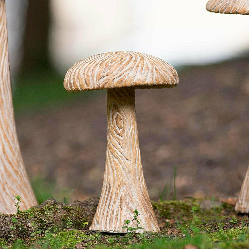 Plow & Hearth Small Carved Mushroom Garden Statue