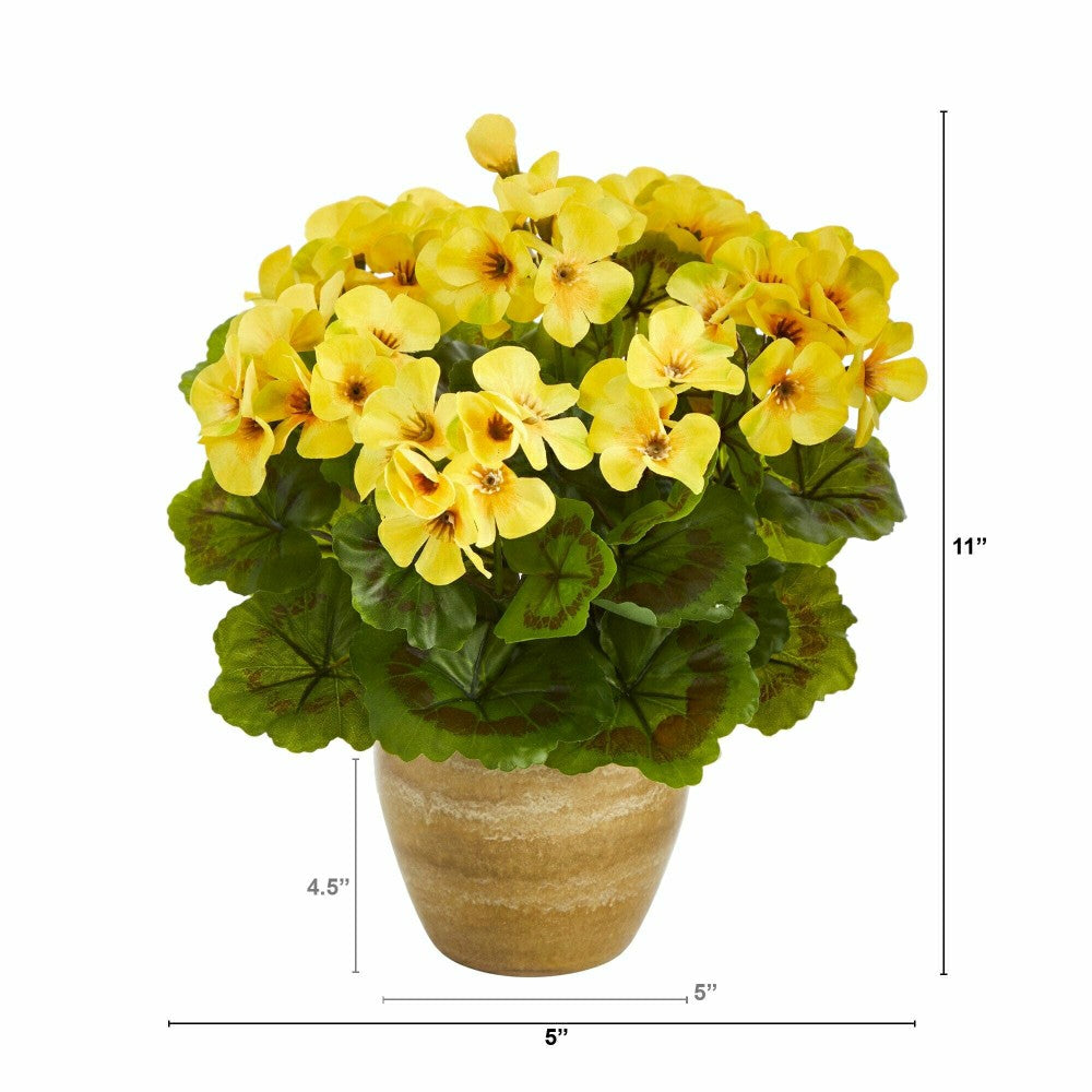 Plow & Hearth Artificial Geranium in Ceramic Planter, 11"