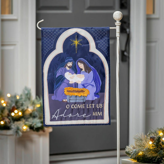 Plow & Hearth Come Let Us Adore Him Applique Garden Flag
