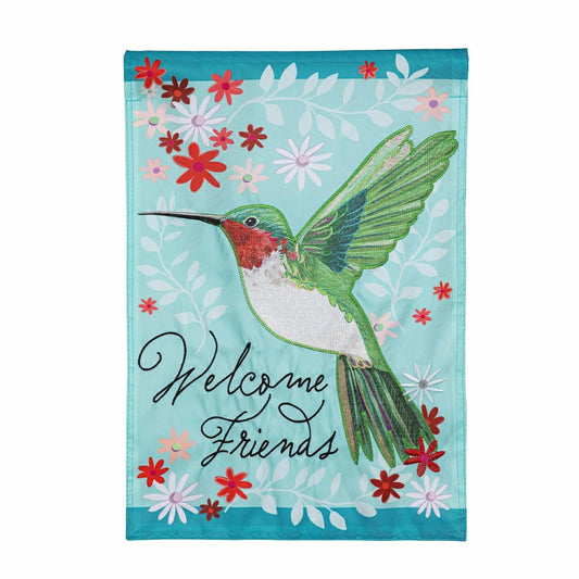 Plow & Hearth Hummingbird Welcome Applique Garden Flag