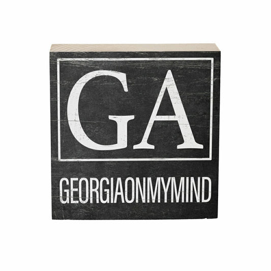 Plow & Hearth State Sign Wood Block Georgia 6"x6"
