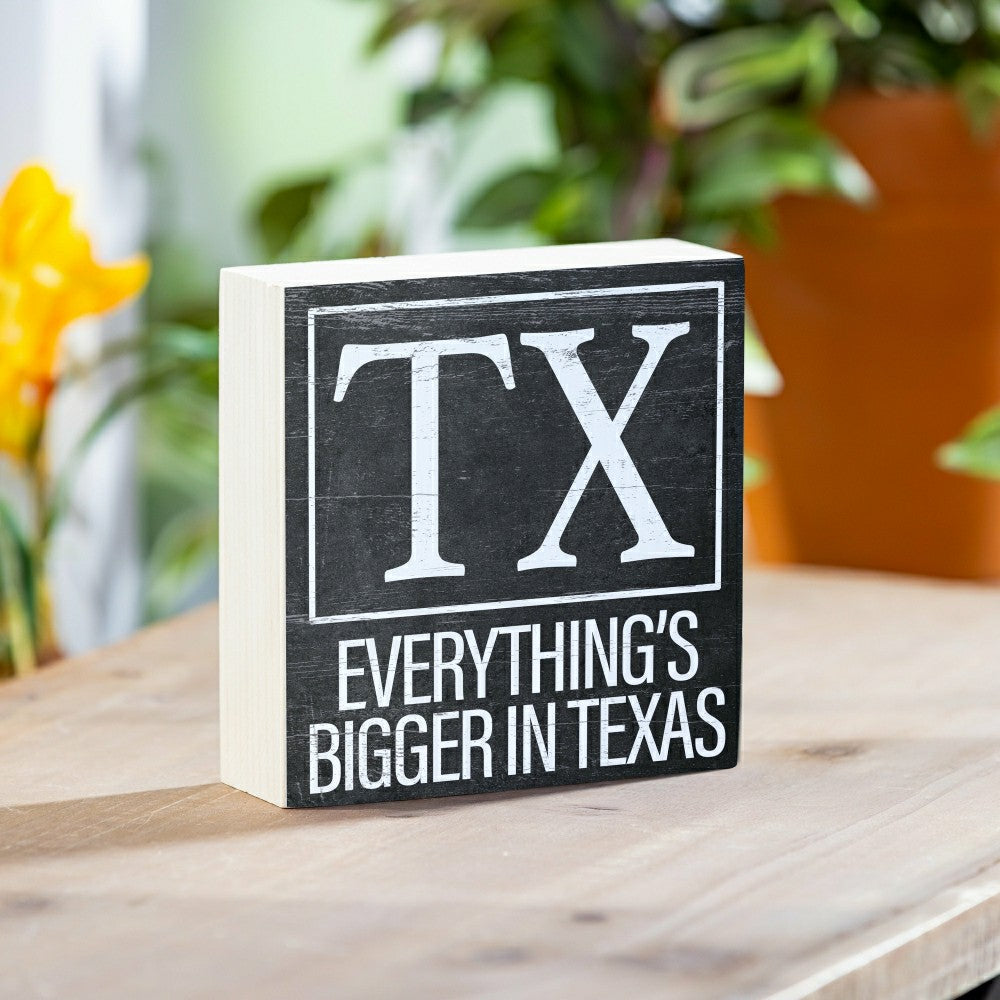 Plow & Hearth State Sign Wood Block Texas 6"x6"