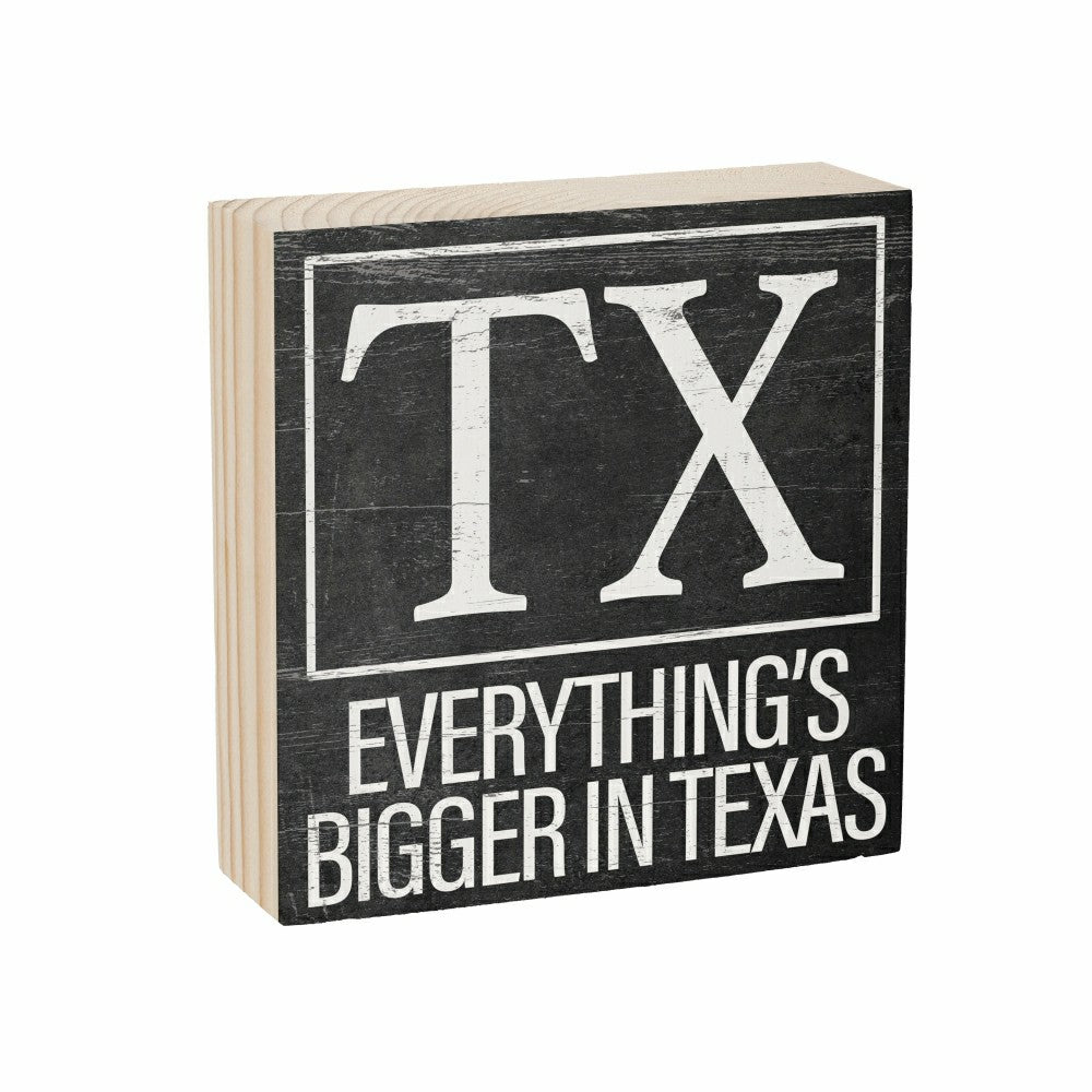 Plow & Hearth State Sign Wood Block Texas 6"x6"