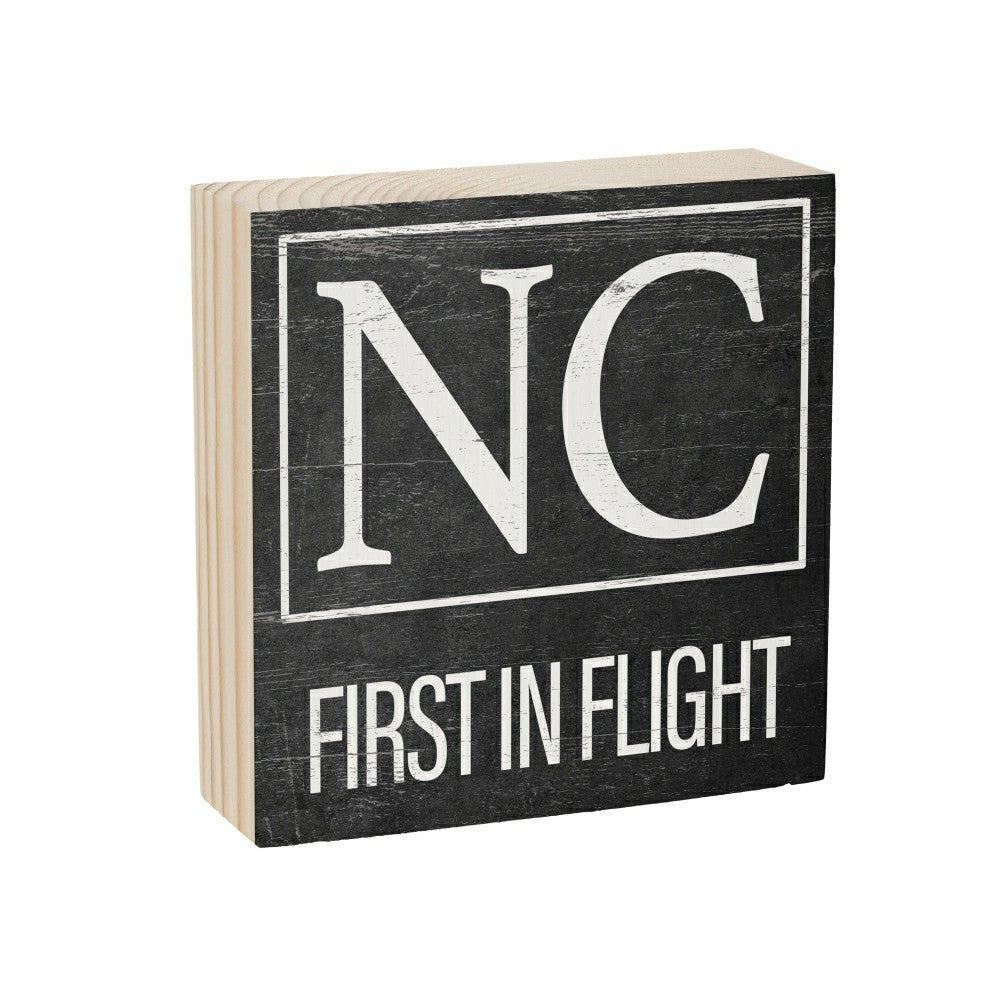 Plow & Hearth State Sign Wood Block North Carolina 6"x6"