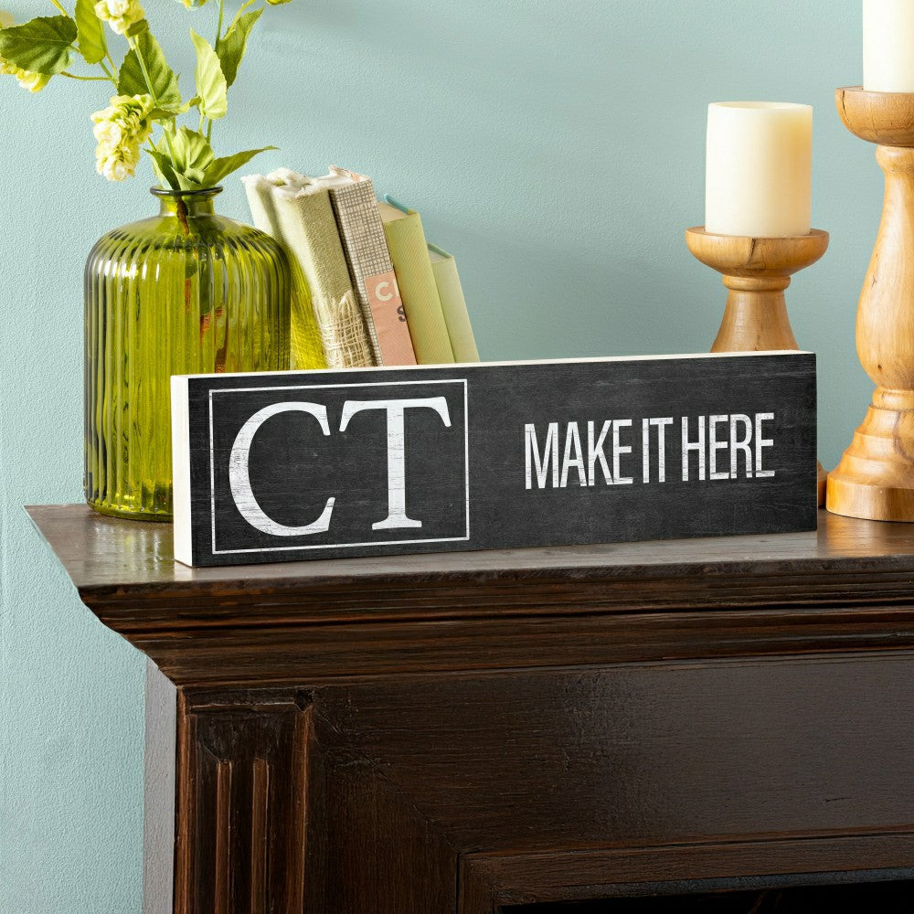 Plow & Hearth State Wooden Mantle Sign Connecticut 18x5"