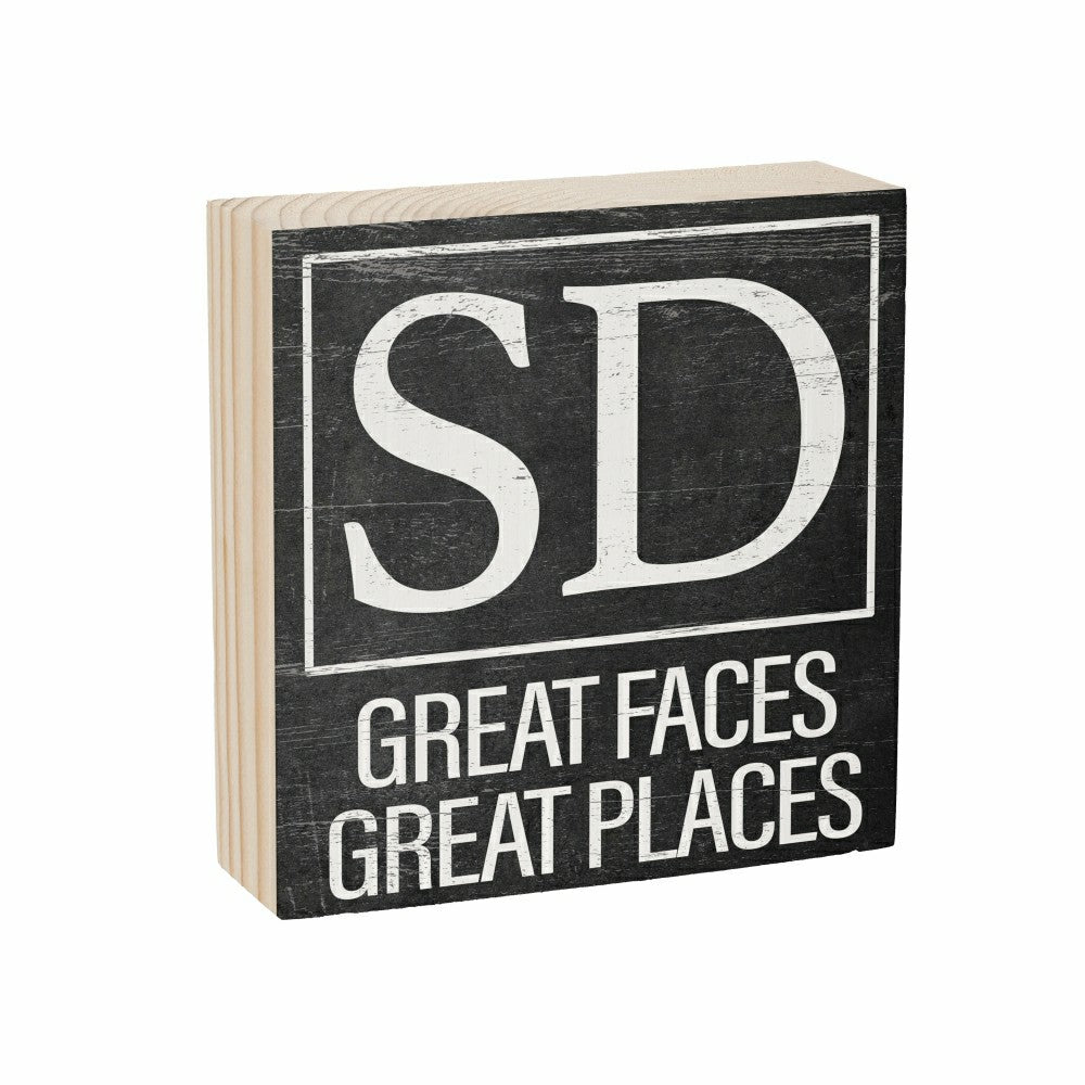 Plow & Hearth State Sign Wood Block South Dakota 6"x6"