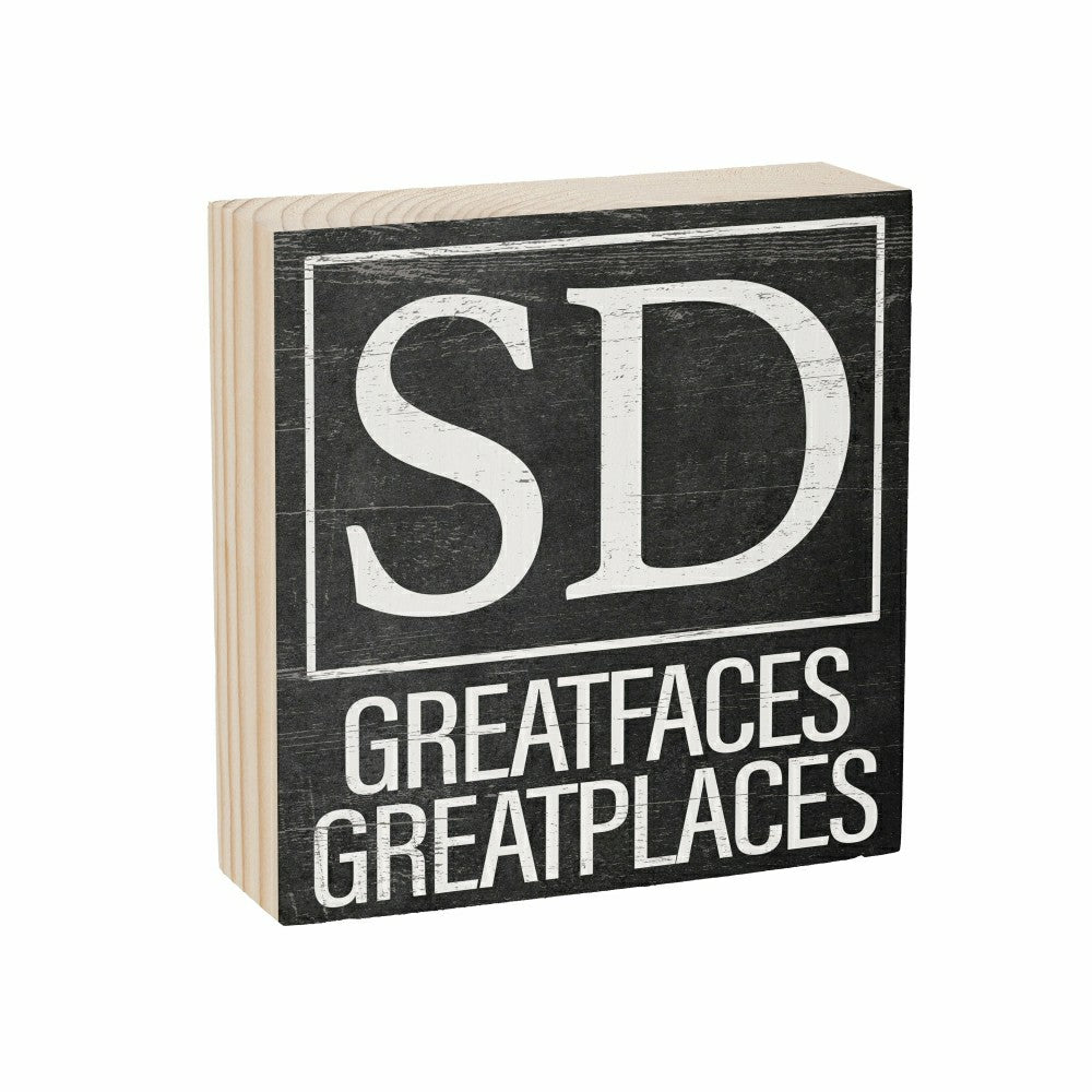 Plow & Hearth State Sign Wood Block South Dakota 6"x6"