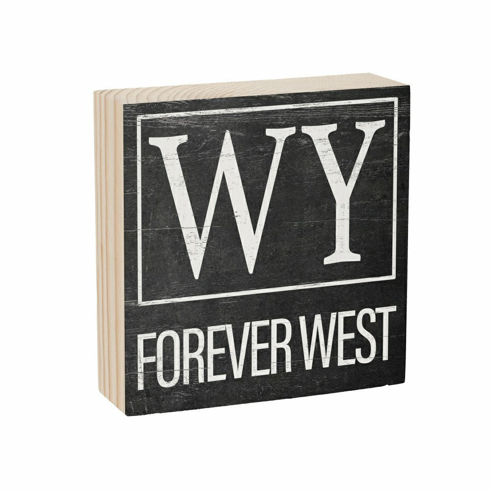 Plow & Hearth State Sign Wood Block Wyoming 6"x6"
