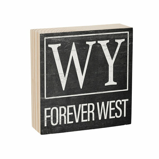 Plow & Hearth State Sign Wood Block Wyoming 6"x6"