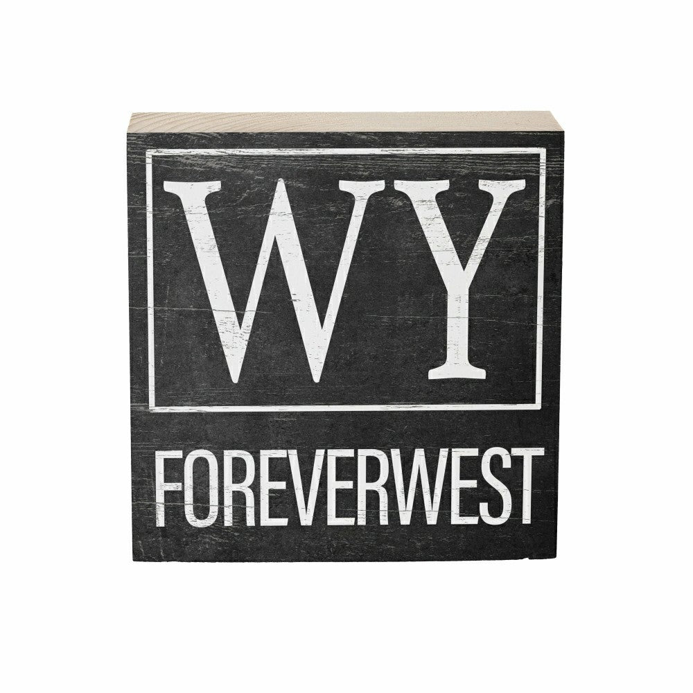 Plow & Hearth State Sign Wood Block Wyoming 6"x6"