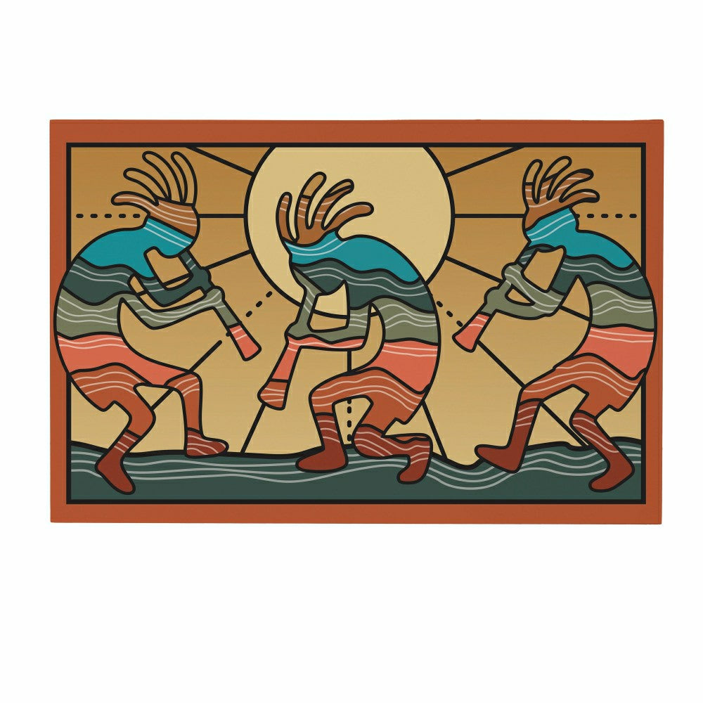 Plow & Hearth Southwest Sunrise Indoor Wall Décor, Wood, Kokopelli Trio, 24"x16"