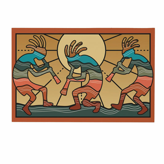 Plow & Hearth Southwest Sunrise Indoor Wall Décor, Wood, Kokopelli Trio, 24"x16"