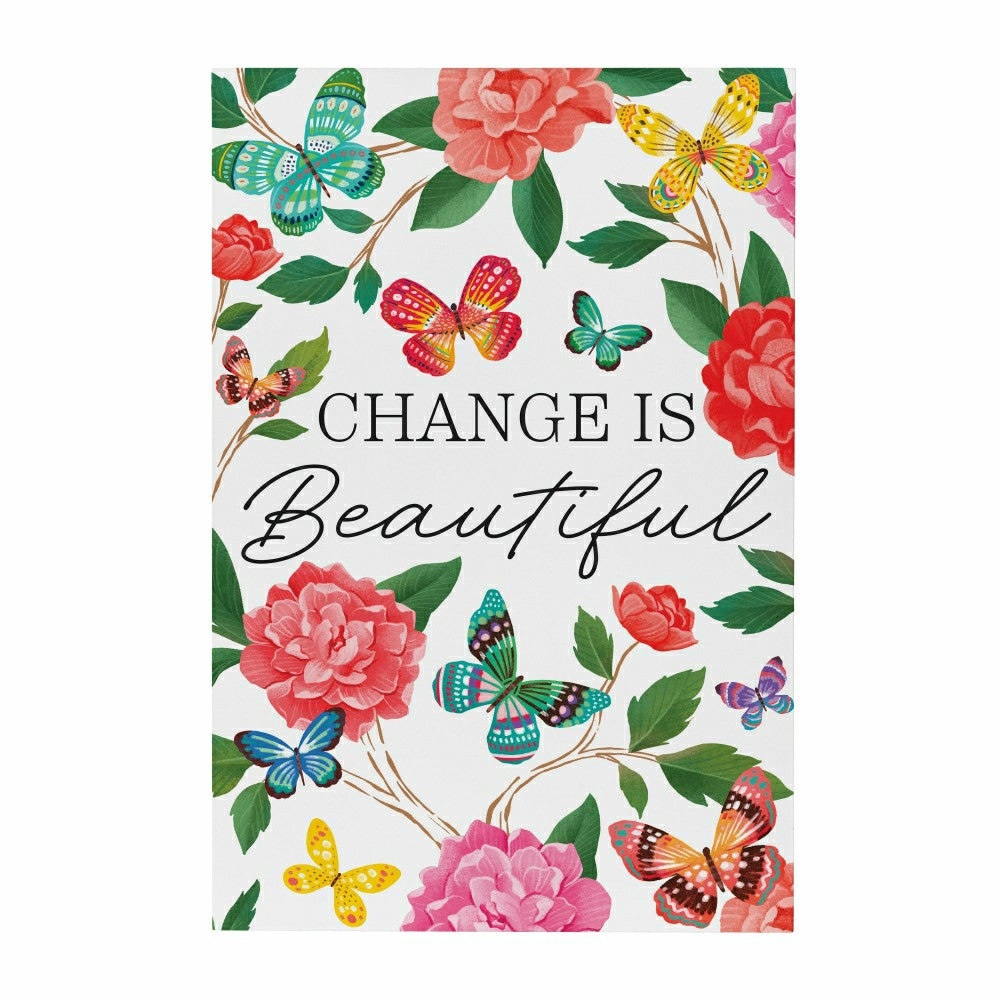 Plow & Hearth Peony Toile Indoor Wall Décor, Wood, Butterfly "Change is Beautiful",