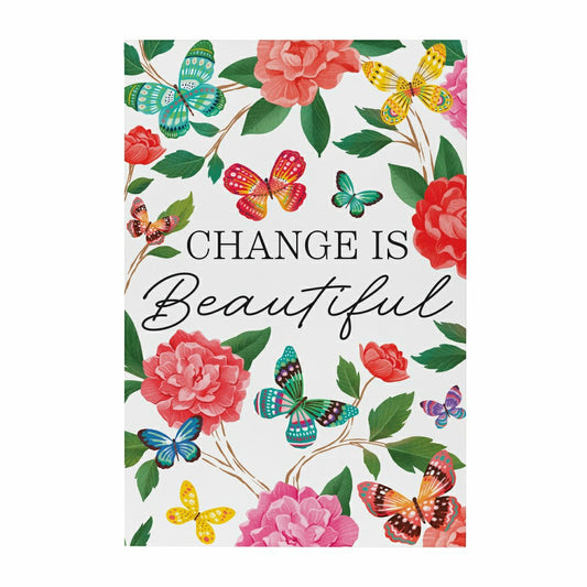 Plow & Hearth Peony Toile Indoor Wall Décor, Wood, Butterfly "Change is Beautiful",