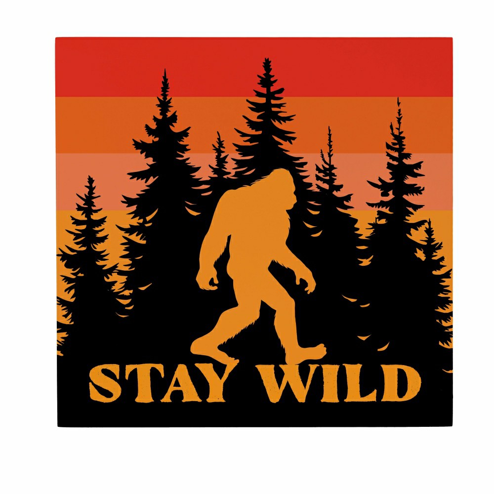Plow & Hearth Harvest Bigfoot Indoor Wall Décor, "STAY WILD", 12"x12"