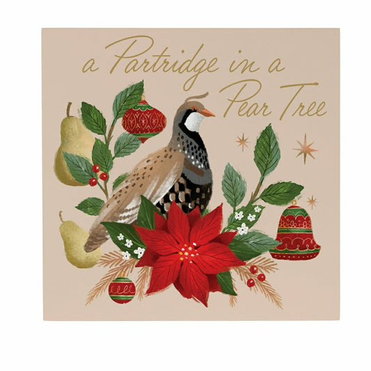 Plow & Hearth A Partridge in a Pear Tree Indoor Wall Décor, Wood, 12"x12"