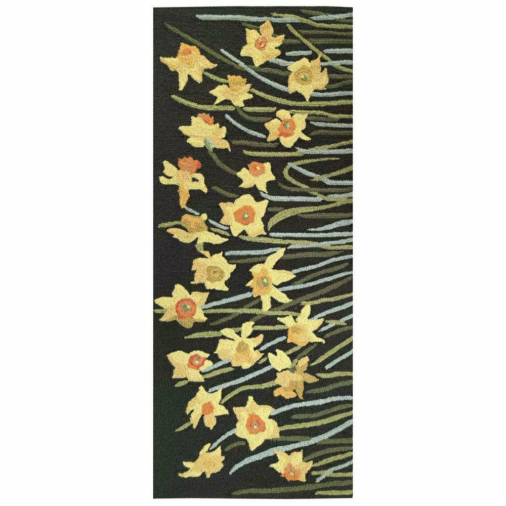 Plow & Hearth Liora Manne Frontporch Daffodil Indoor/Outdoor Mat Green 2' x 3'