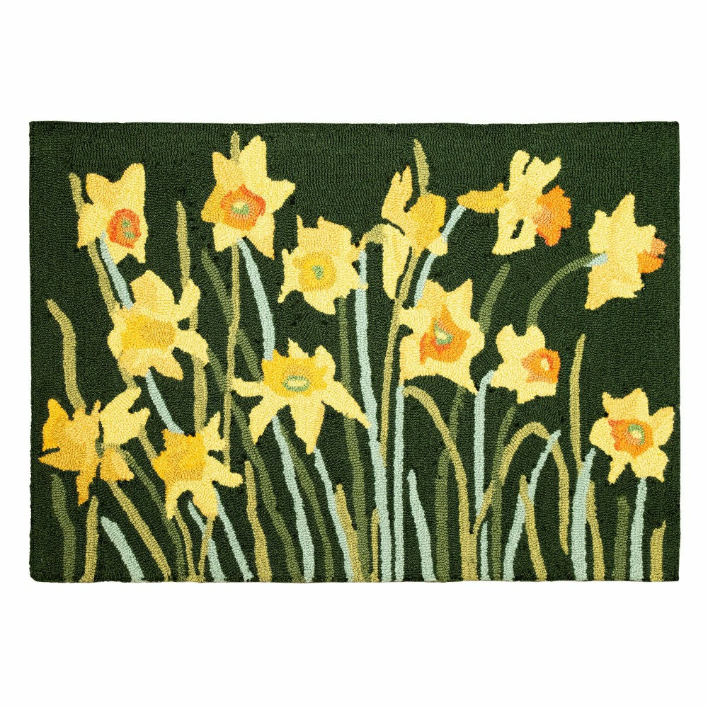 Plow & Hearth Liora Manne Frontporch Daffodil Indoor/Outdoor Mat Green 2' x 3'