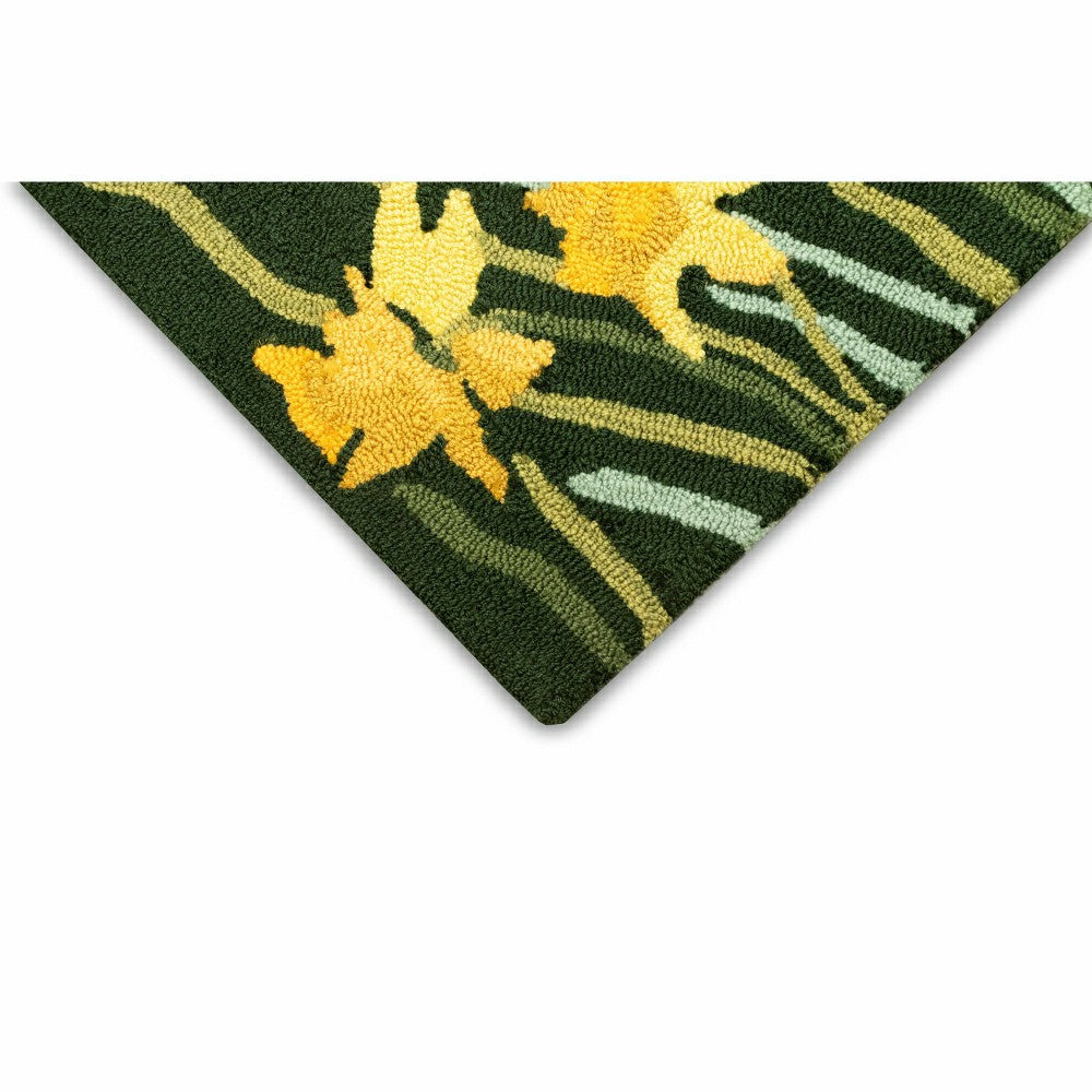 Plow & Hearth Liora Manne Frontporch Daffodil Indoor/Outdoor Mat Green 2' x 3'